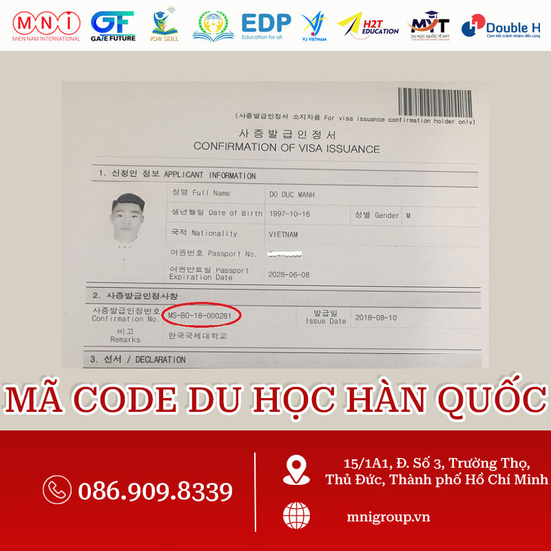 mã code du học hàn là gì